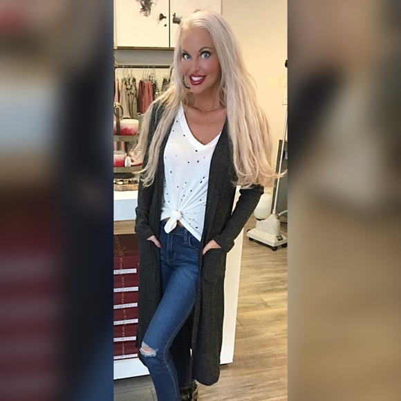 ❤️LAST 1! Longline Gray Pocket Cardigan - Picture 4 of 5